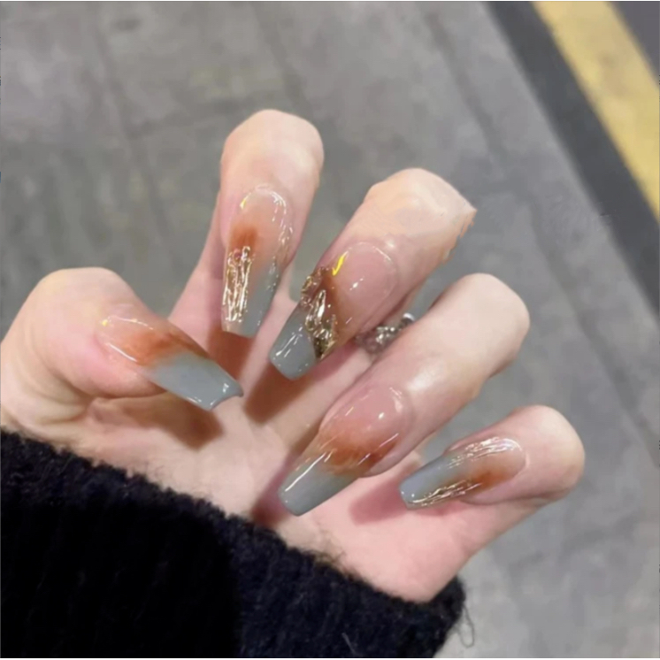 【涩味琥珀】纯手工定制穿戴甲气质纯欲简约穿戴式美甲唯美舒适