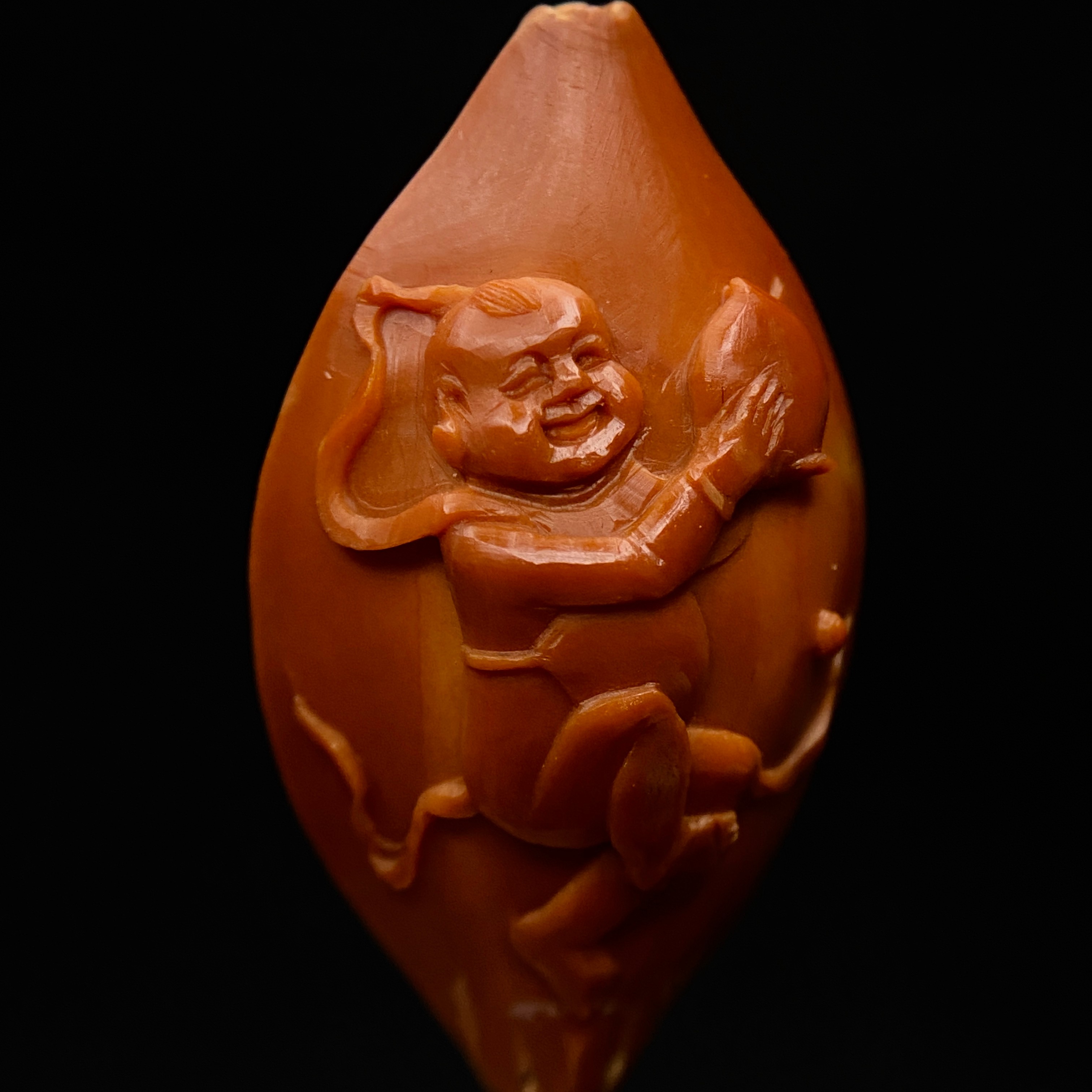 合福二仙 尺寸2.2*3.9cm 舟山橄榄核雕纯手工雕刻文玩单籽