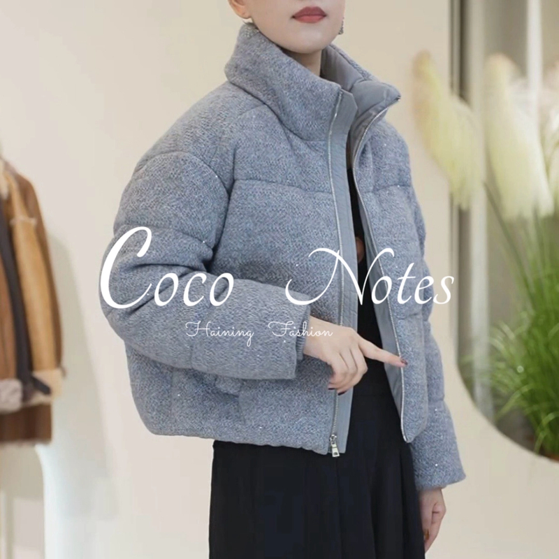 COCO NOTES【三色亮片】17213毛织亮片重工加厚保暖短款羽绒服