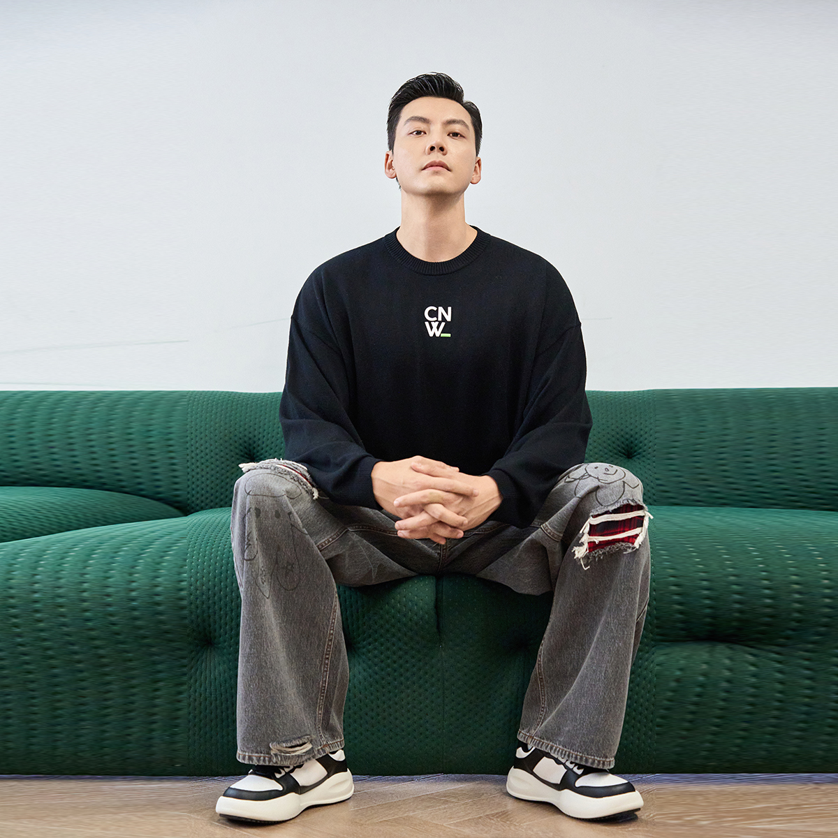 陈伟霆打底衫CANOTWAIT_早秋穿搭（含羊绒）可机洗混纺经典LOGO款