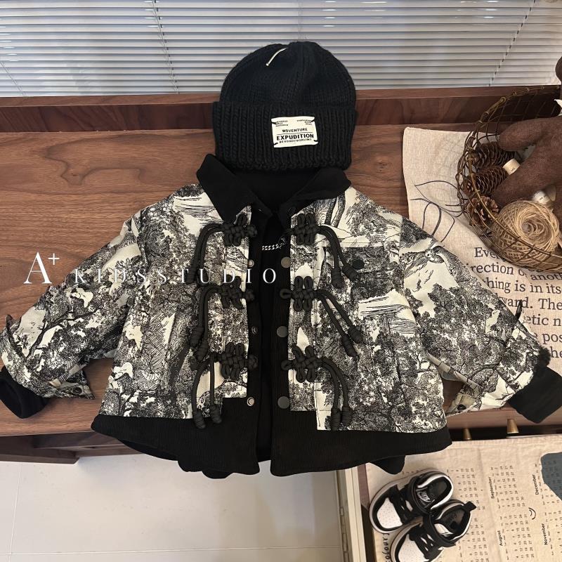 儿童外套2023冬季新款儿童国潮风洋气外套夹棉加绒加厚中小童冬潮