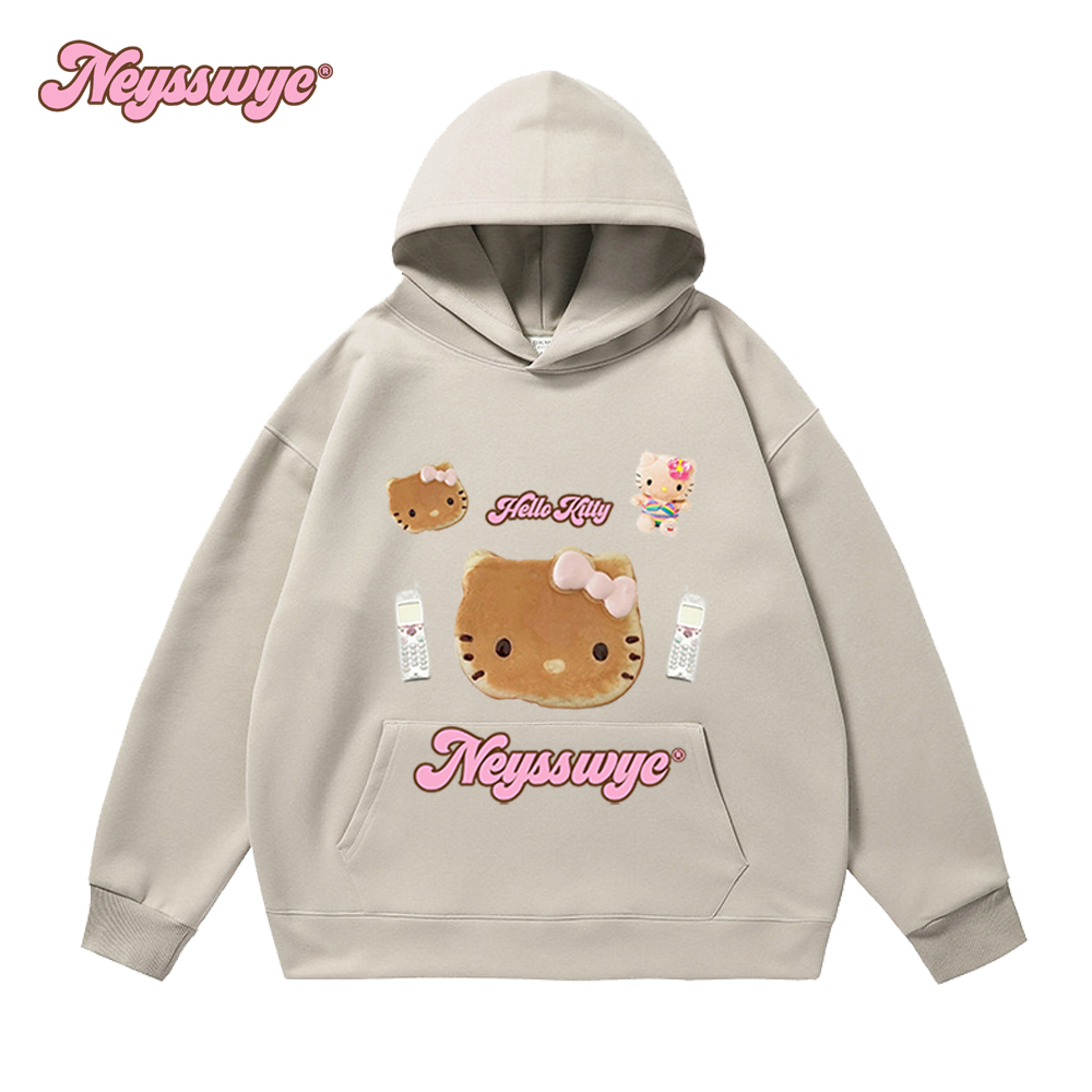 NEYSSWYC 面包猫咪可爱卡通连帽卫衣ins不加绒秋冬休闲长袖套头