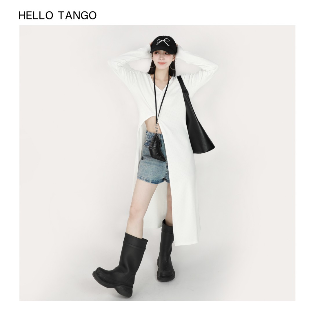 HELLOTANGO《偷偷藏不住》小众设计一排扣显瘦开衫连衣裙84307#