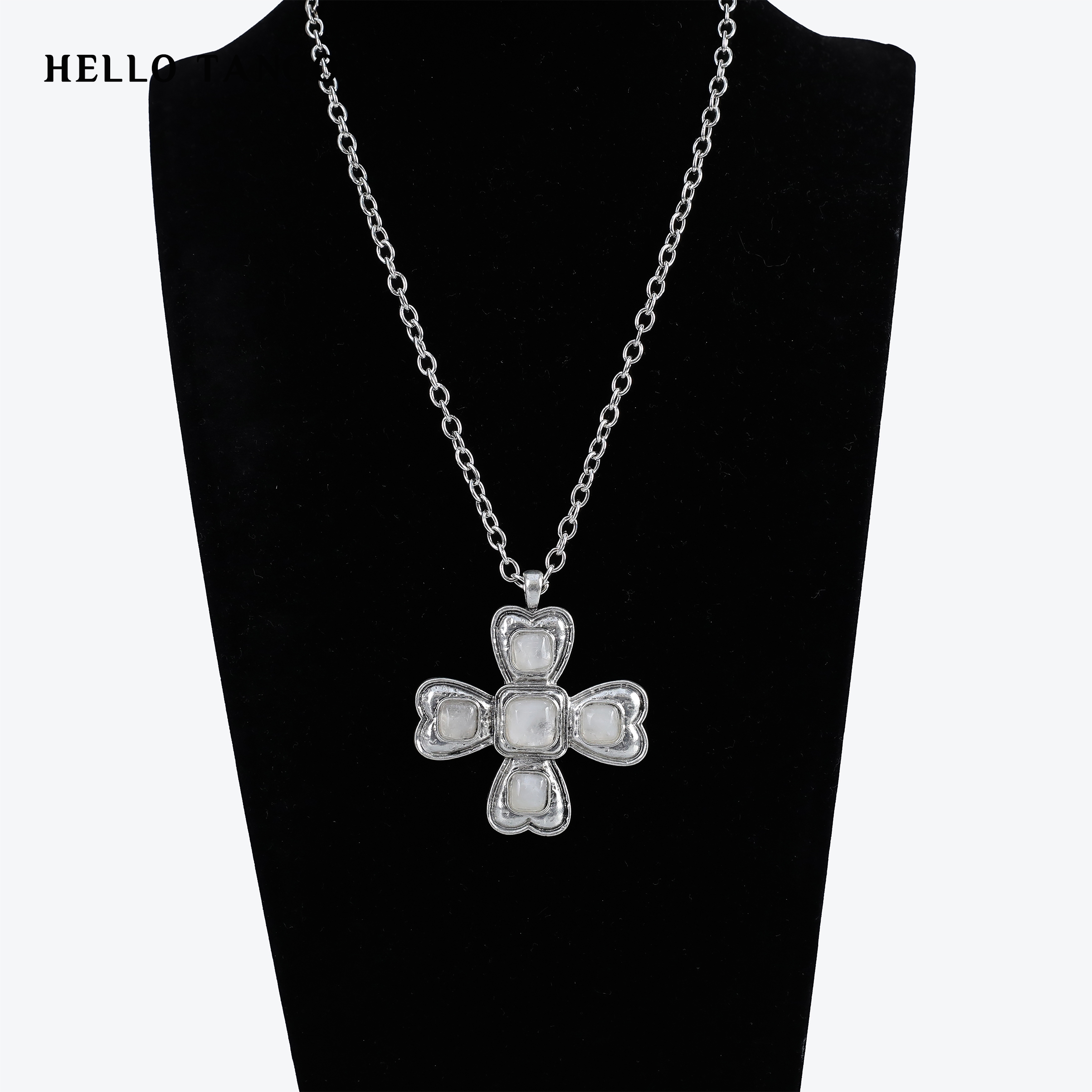 合金项链 HELLOTANGO小众复古潮流时尚金色四叶草项链X9161#