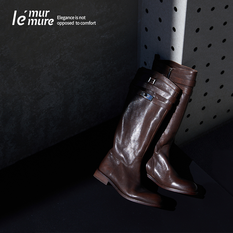 Le' Murmure 中世纪 Italy水洗植鞣牛皮 Clean Fit 金属扣骑士靴