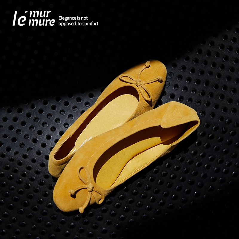 Le' Murmure 马鞭草柠檬黄“Balletcore”风 羊反绒麂皮 芭蕾舞鞋zb