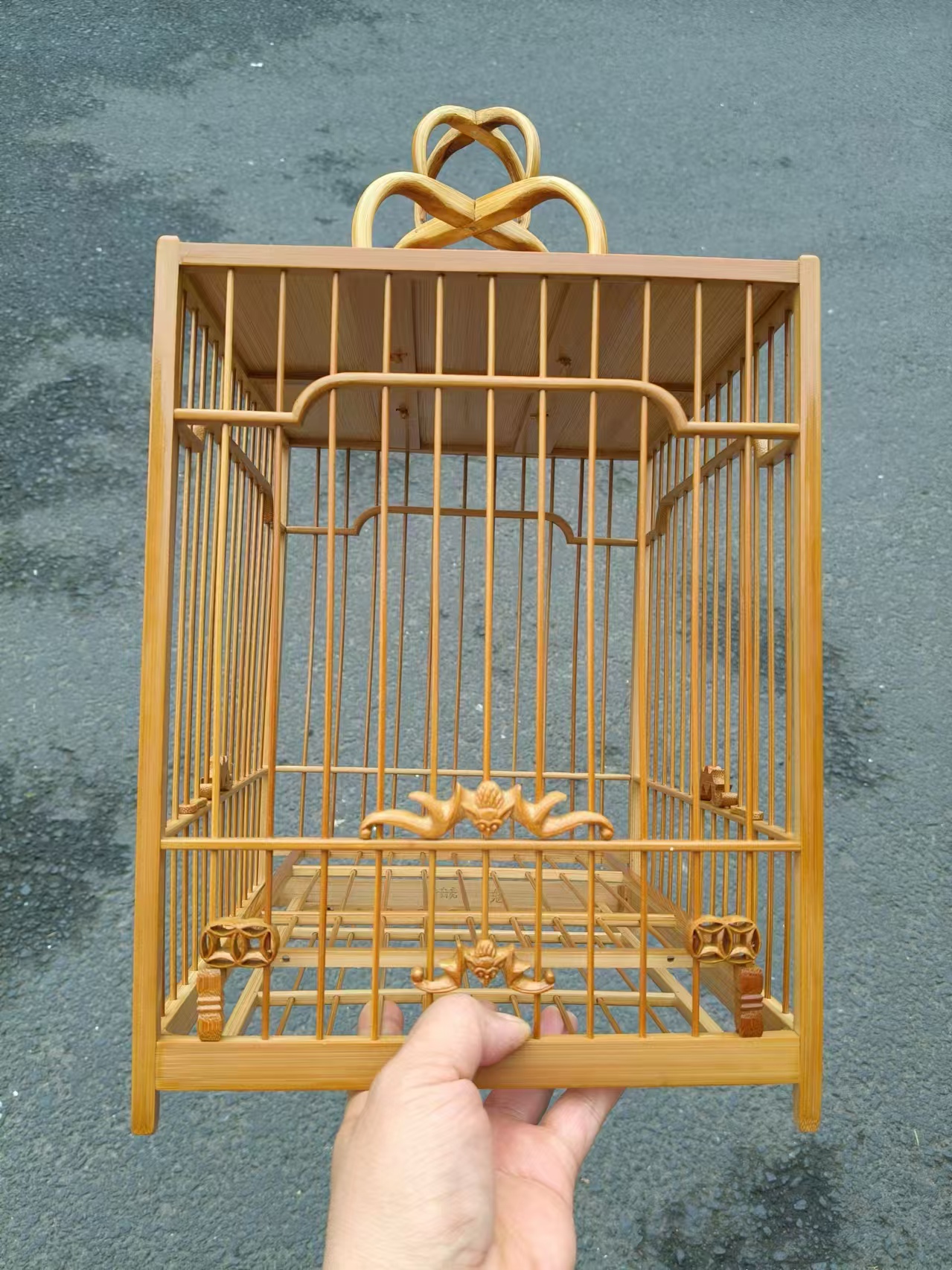 鬼工记/画眉鸟笼1号笼老竹留青笼榫头笼四亮笼榫卯结构扎实耐用