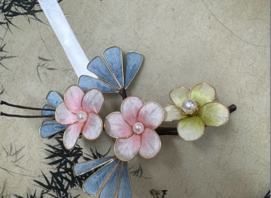 春亦归古风发饰汉服绒花发簪 手工制作默认微瑕