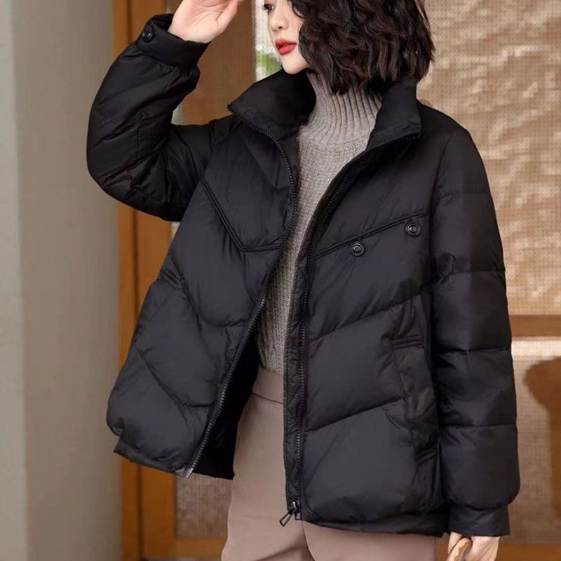 雪中飞反季新款韩版宽松休闲羽绒服女短款时尚立领白鸭绒加厚两粒