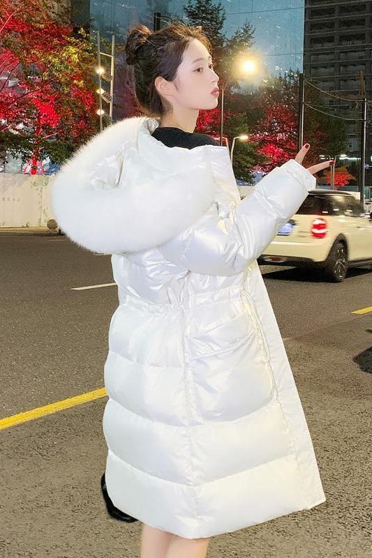 雪中飞白鸭绒2023冬季新款免洗白色羽绒服女中长款百搭收腰保暖外