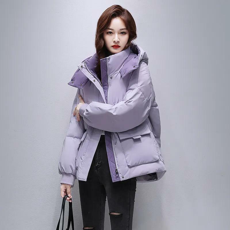 雪中飞2023年冬季新款服女小个子短款连帽气质时尚工装保暖外套