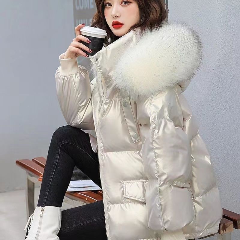 雪中飞衣鸭鸟羽绒服女2023冬季新款白鸭绒亮面防水免洗小个子短款