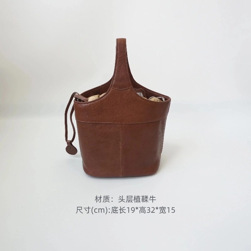 大拿手工皮具/原创开发头层树膏植鞣牛皮复古单肩斜挎花篮包104