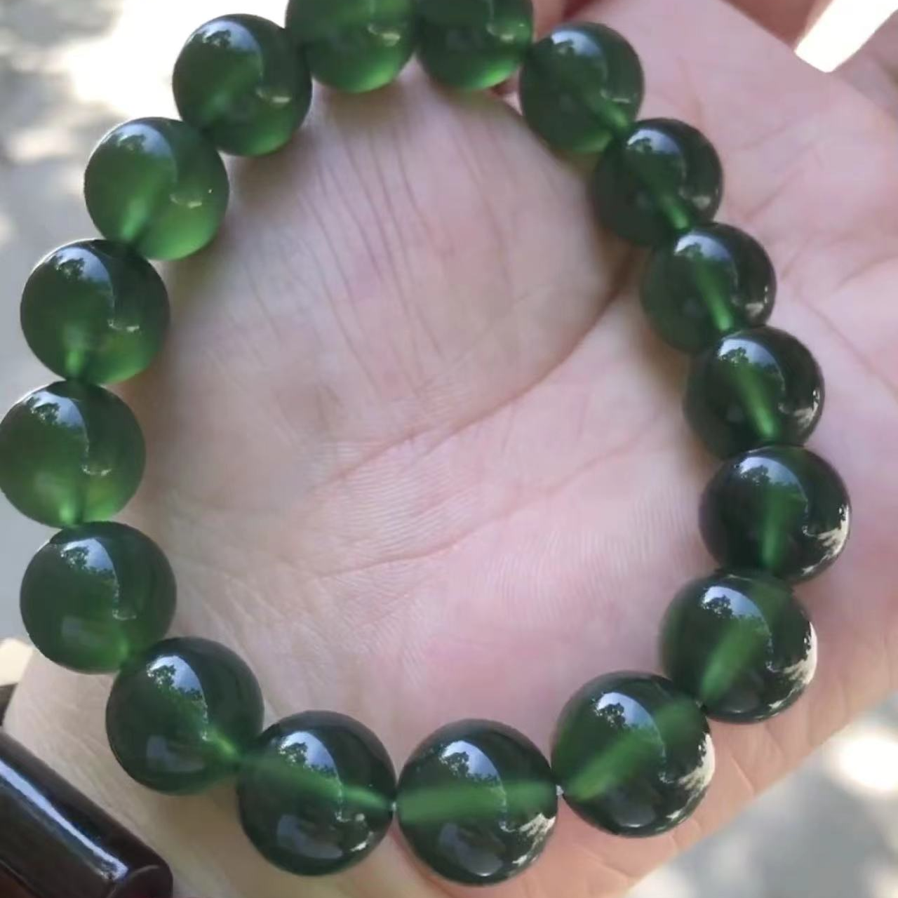 专柜售卖 翠绿玉手串勿拍 讲解挂车