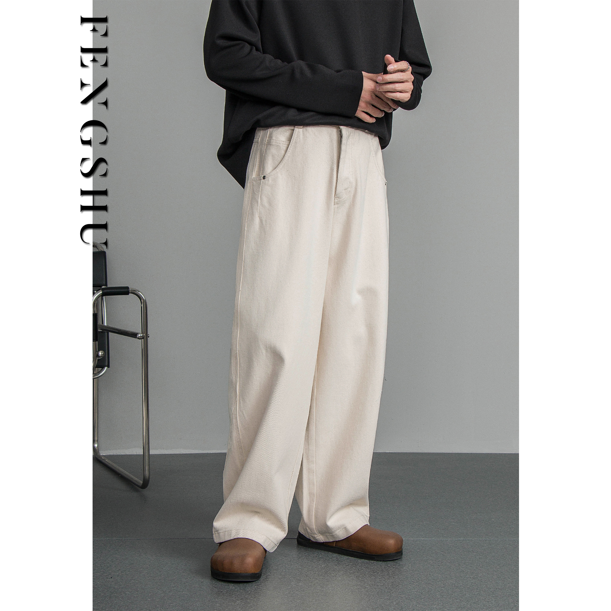 【清仓款】秋冬季直筒宽松牛仔裤男休闲复古水洗潮流时尚棉质阔腿裤