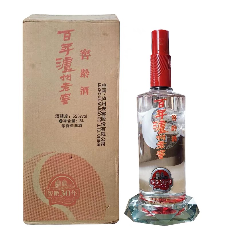 泸州老窖百年窖龄30年3L装 浓香型白酒  摆柜自饮52度3L