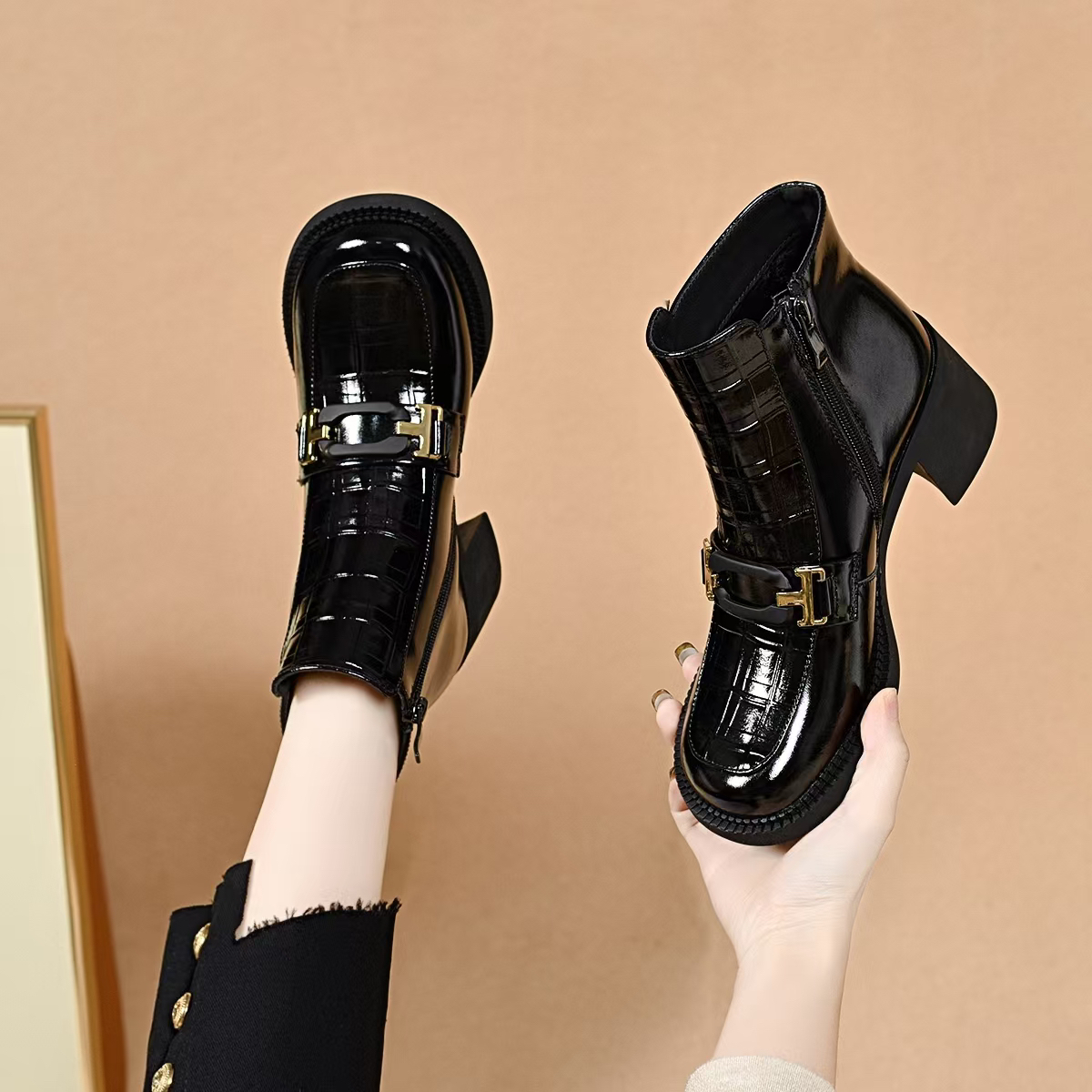 秋冬新款粗跟短靴GMQ7003