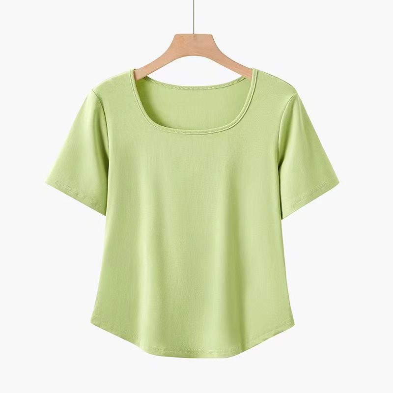 直播链接夏季休闲时尚显瘦大码薄款纯色春夏半袖T恤