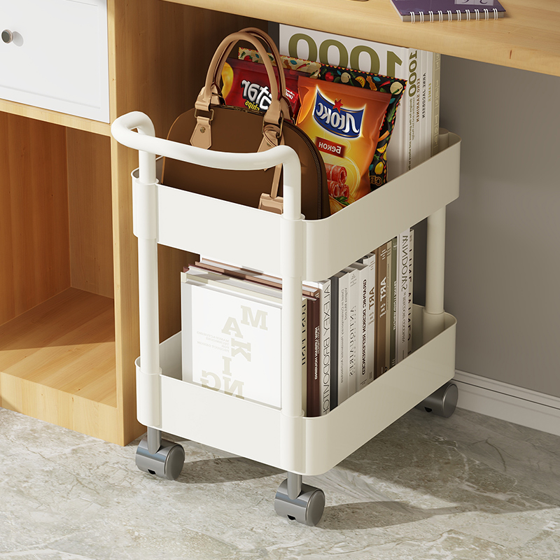 桌下书架置物架工位放包收纳筐办公室好物家用神器移动桌面小推车