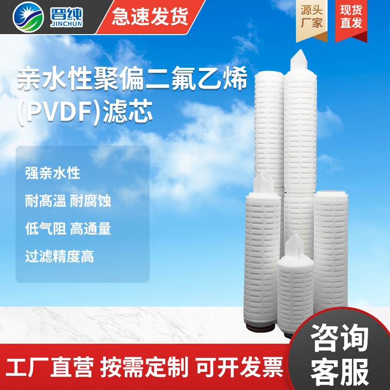 【聚偏氟乙烯PVDF滤芯】亲水性 0.1um 微孔折叠滤芯 厂家直销