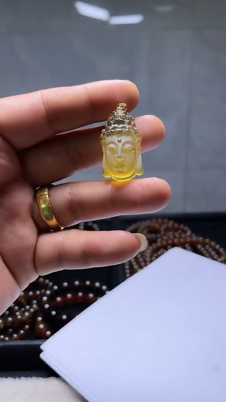 【闪购商品】琥珀颈饰18K金镶嵌d750佛头多样性发货拍一发一