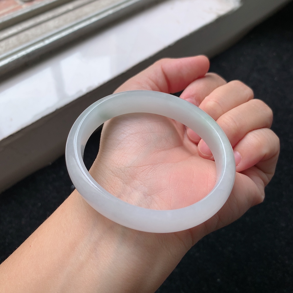 1569号  缅甸天然A货翡翠手镯55圈口冰润贵妃手镯