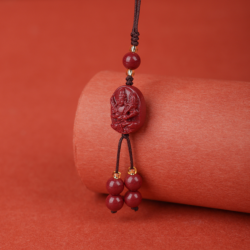 含辰砂工艺品朱砂八大守护紫金砂生肖款手机挂包挂