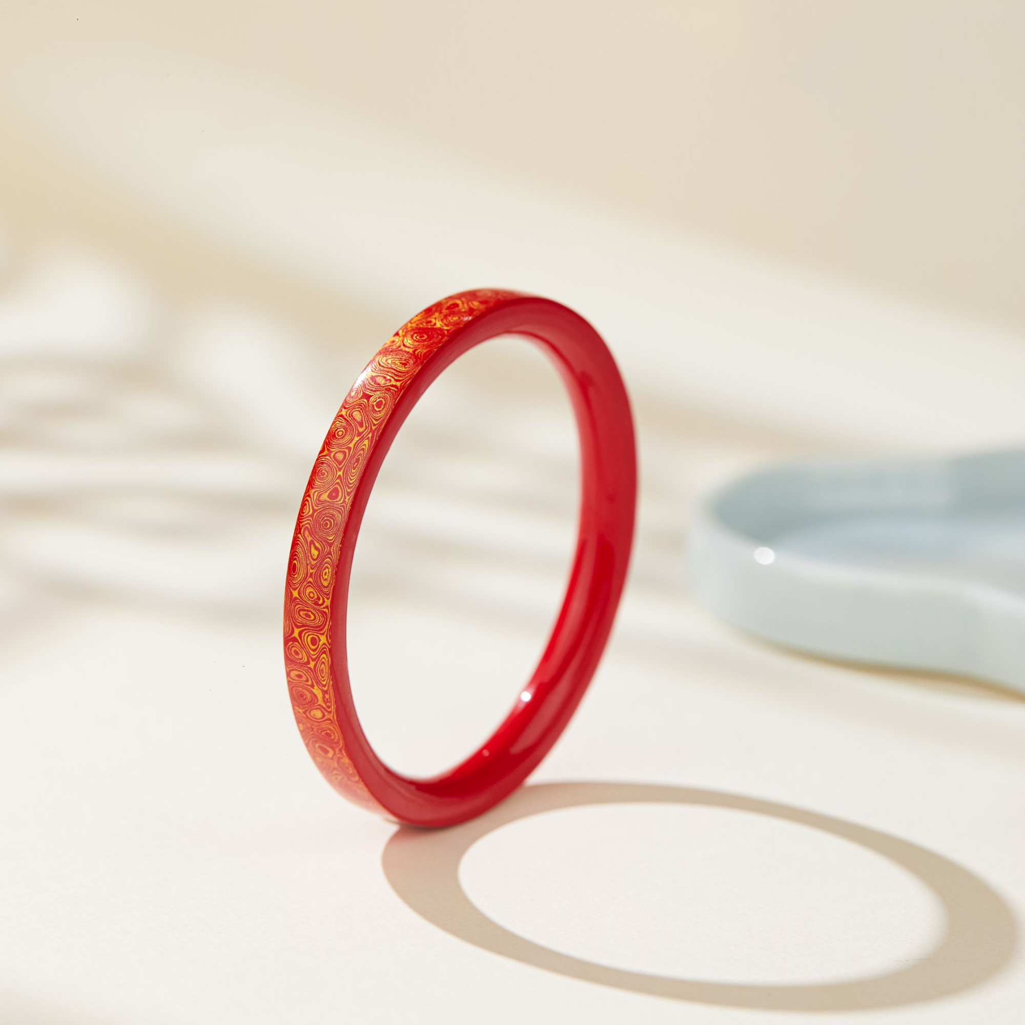 含辰砂工艺品朱砂手镯珐琅彩工艺赤金款天方大漆（送证书礼盒）