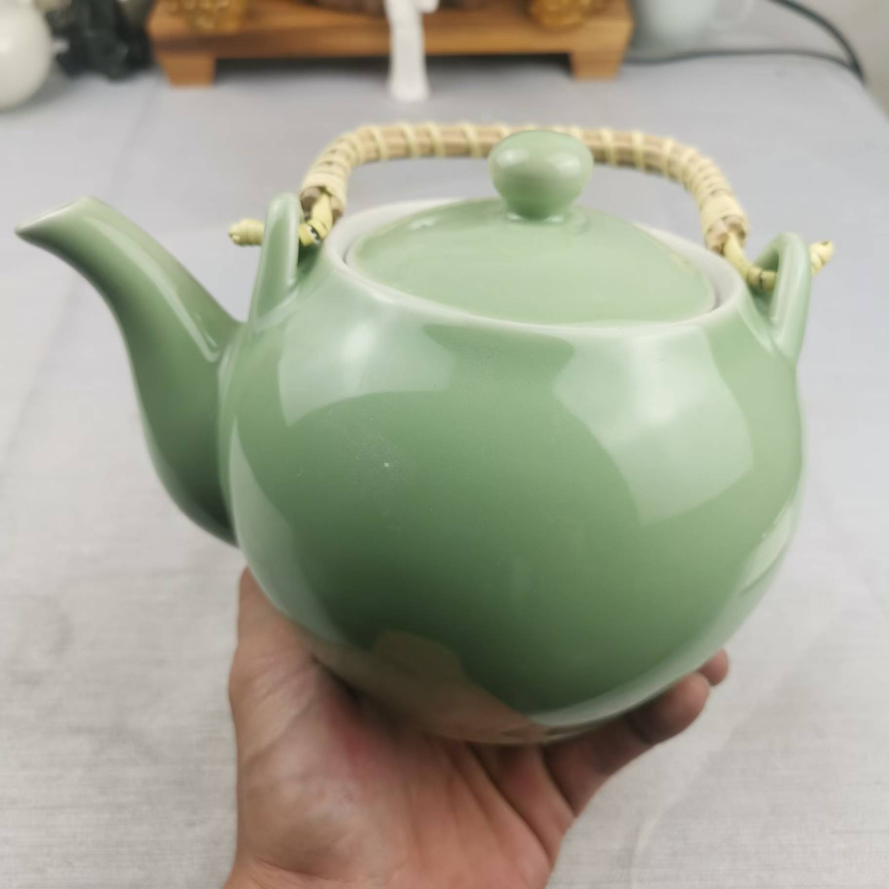 绿茶壶青瓷大号凉水壶容量约1000ml茶具
