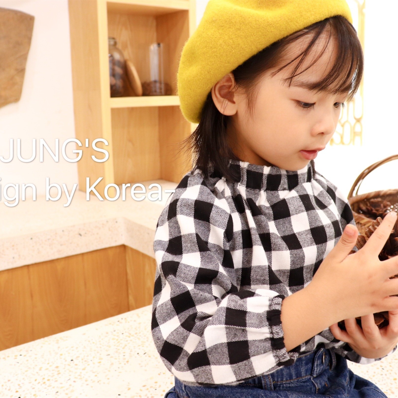 【90~140】时尚一直零格子衬衫和纯白色色黑白格子搭配潮酷时尚