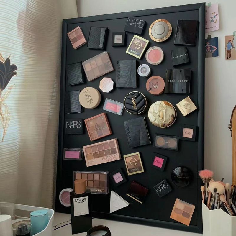 磁吸黑板化妆墙眼影口红刷展示架桌面彩妆品收纳盒宿舍壁挂置物柜