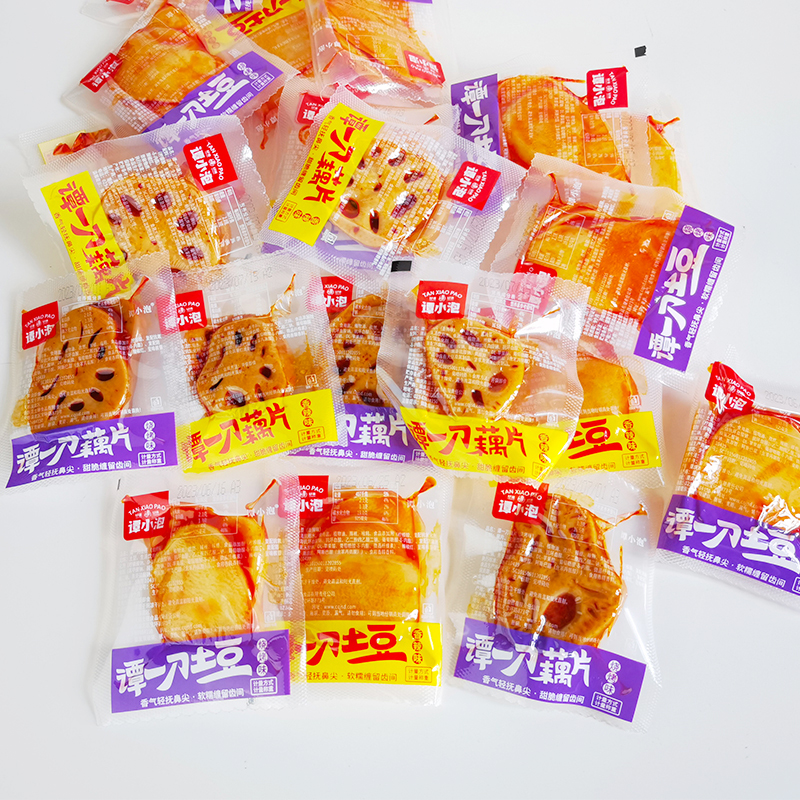 谭小泡大刀土豆片藕片烧烤香辣味散称小包装休闲卤味零食素食