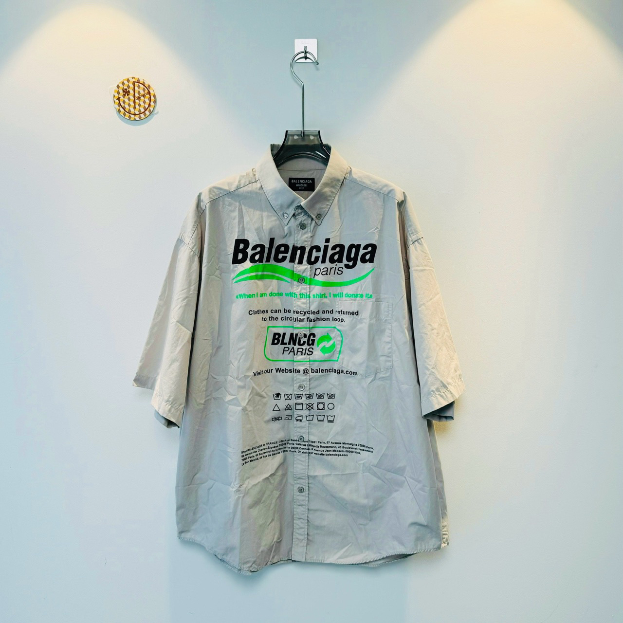 Balenciaga环保可乐衬衫短袖S码 衣长 79 胸围 132全新带吊