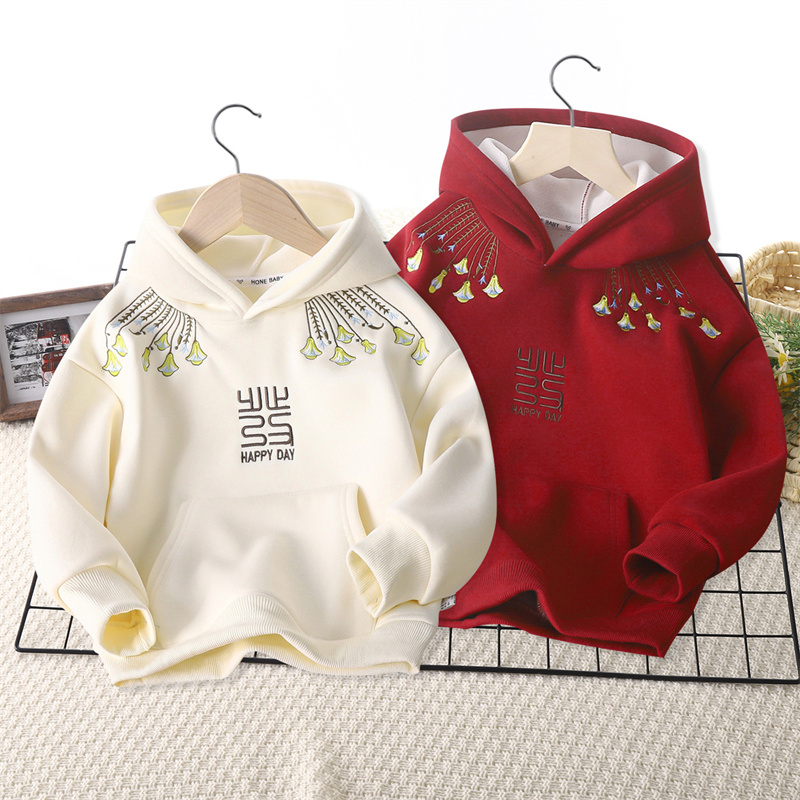 儿童拜年服国风冬款加绒加厚保暖宽松男童女童韩版连帽刺绣中大童