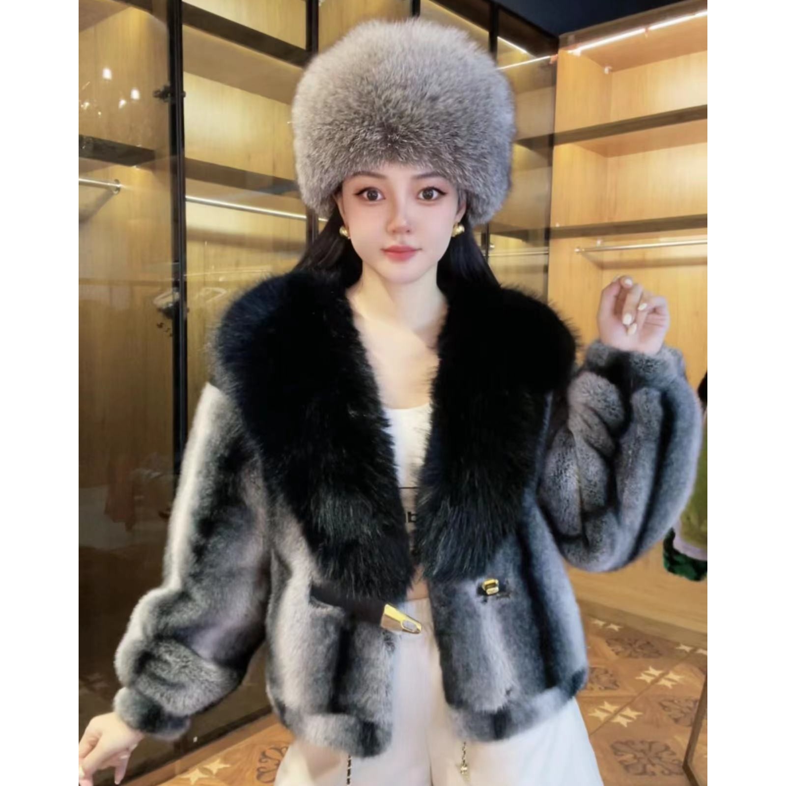 May24005(龙猫色)秋冬厚外套上衣女外套秋冬厚外套上衣女外套千金