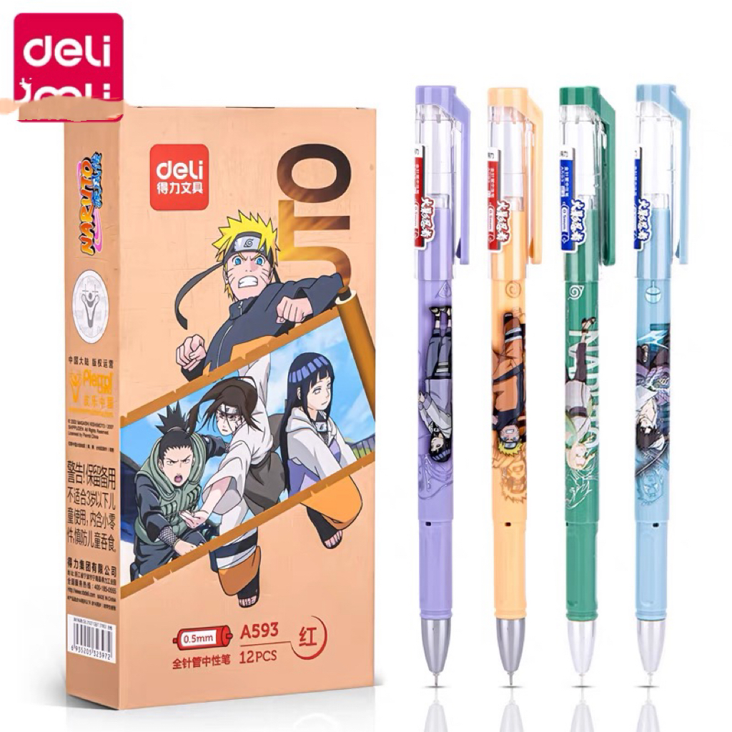 Deli/得力 火影忍者红笔A593全针管12支  Yz文具