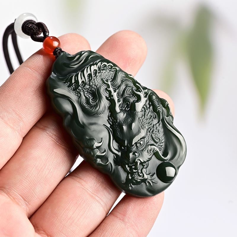 基地质检发货和田玉塔青龙牌吊坠男款青玉飞龙项链挂件男士情侣