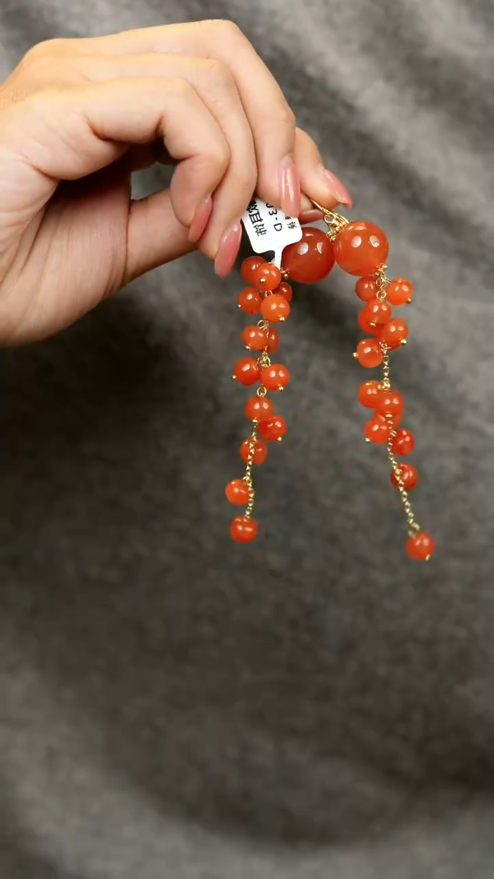 【闪购商品】南红玛瑙耳环未镶嵌237086