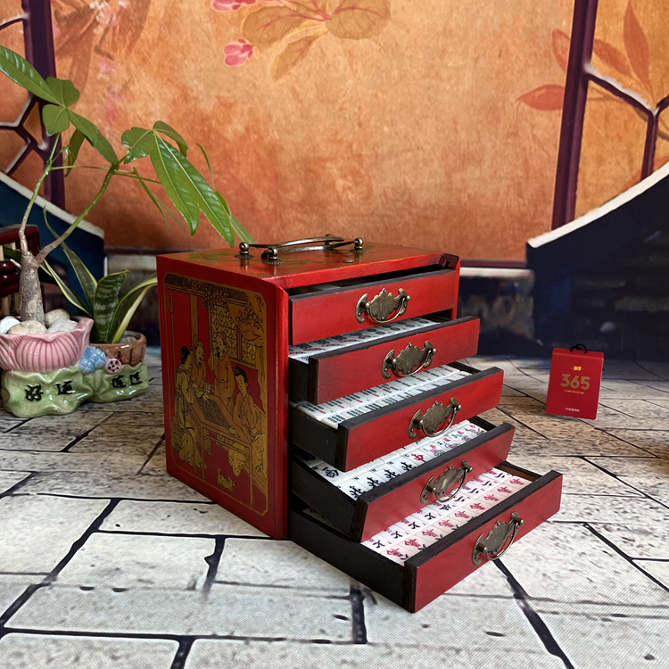 中国风特色小号麻将牌手搓套装英文带数字母送老外国人用旅行礼物