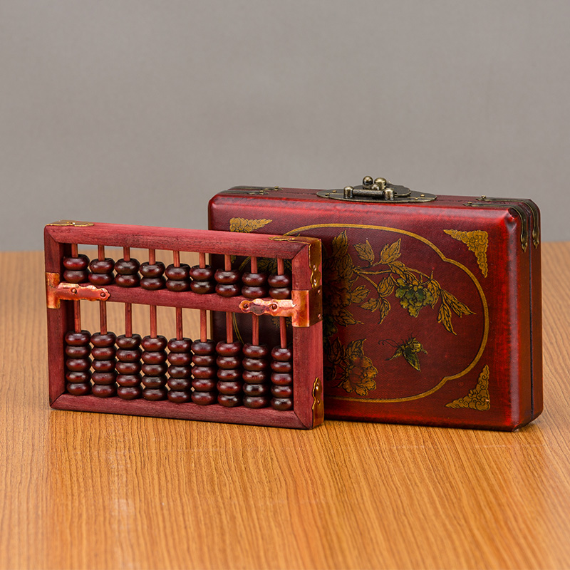 老式迷你算盘木质小号儿童学生工艺装饰品招财摆件小学生送礼物