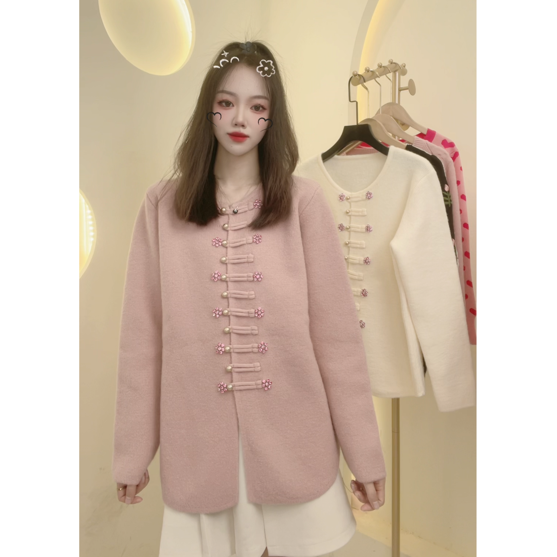 【定制大码女装80-200斤】钉珠盘扣气质国风温柔百搭上衣款1812