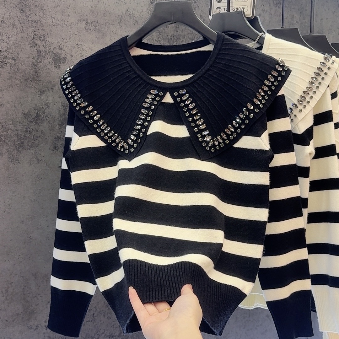 【定制大码女装80-200斤】显瘦时尚百搭洋气条纹减龄上衣女2062