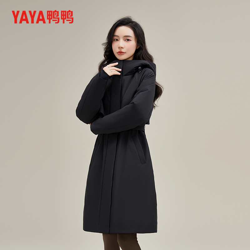 YAYA/鸭鸭风衣5.0气质收腰时尚休闲女士冬长款羽绒服YE4B617955H