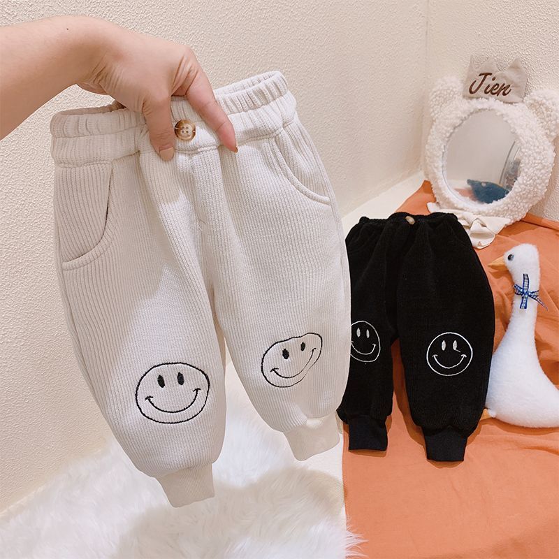 诺佳童装童装男女童裤子冬季新款加绒加厚休闲裤宝宝韩版长裤束脚