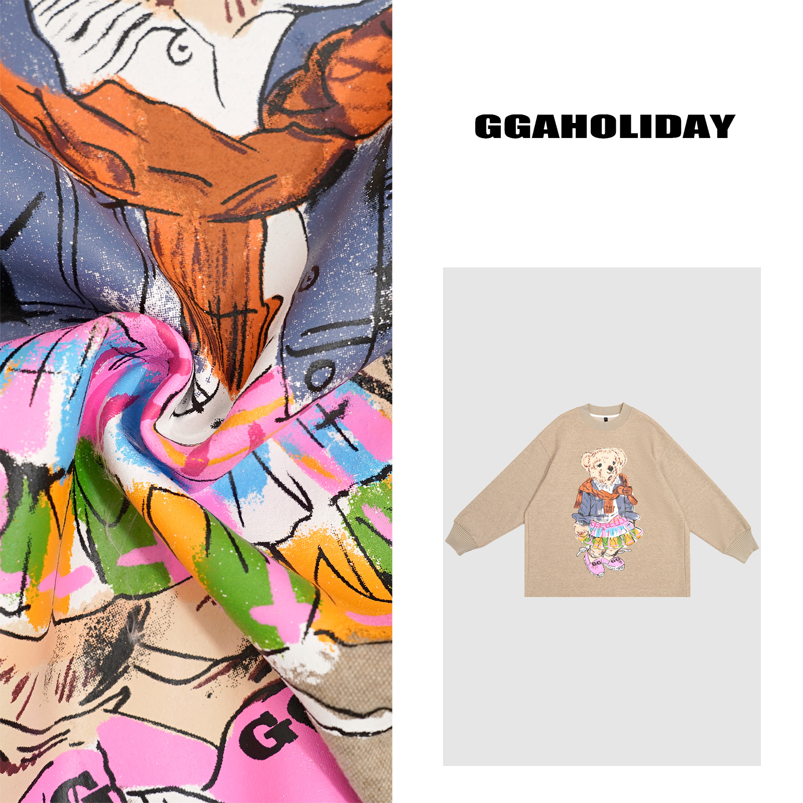 【上新】GGAHOLIDAY秋冬时尚宽松复古印花个性卡通长袖卫衣-144147