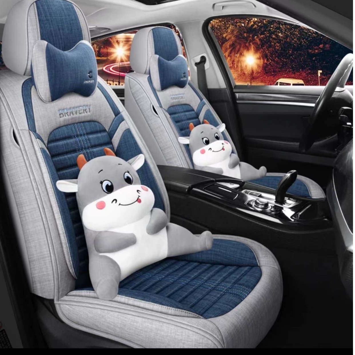 新款亚麻布艺五座通用四季汽车坐垫