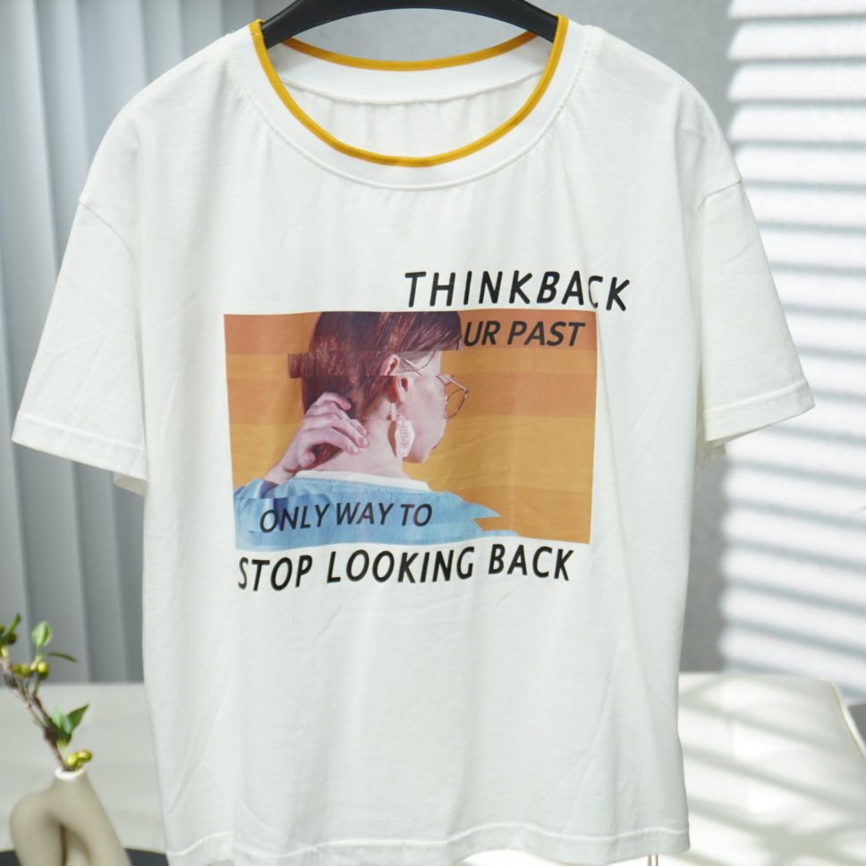 同伊系列   WS443   女装时尚撤柜夏季休闲上衣T恤白色F92116