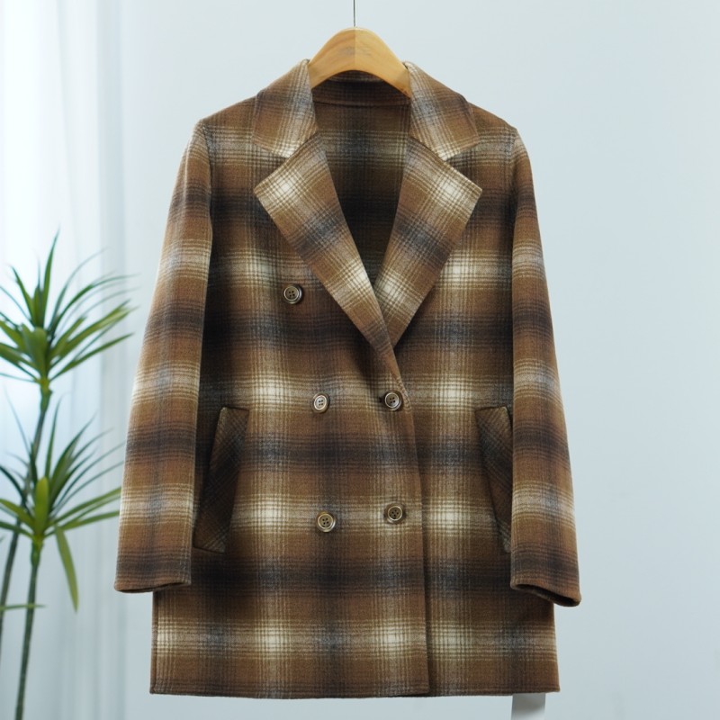 超一线系列  WE455  女装时尚撤柜呢大衣驼格KW8980-1