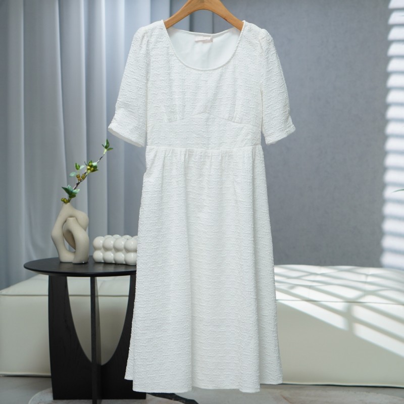 咏系列  E468   女装时尚撤柜短袖连衣裙米白B3650103