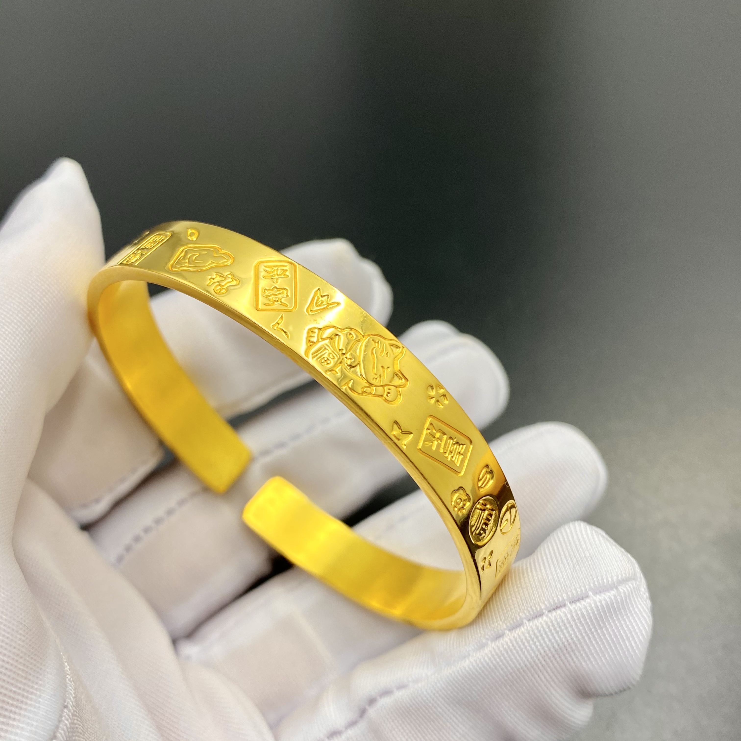 足银手镯 招财猫吉言开口手镯 足银99 时尚百搭手工